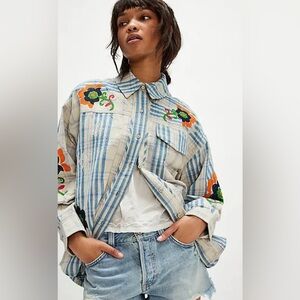 198!SOLD OUT  FREE PEOPLE Embroidered Sashiko Shirt XL